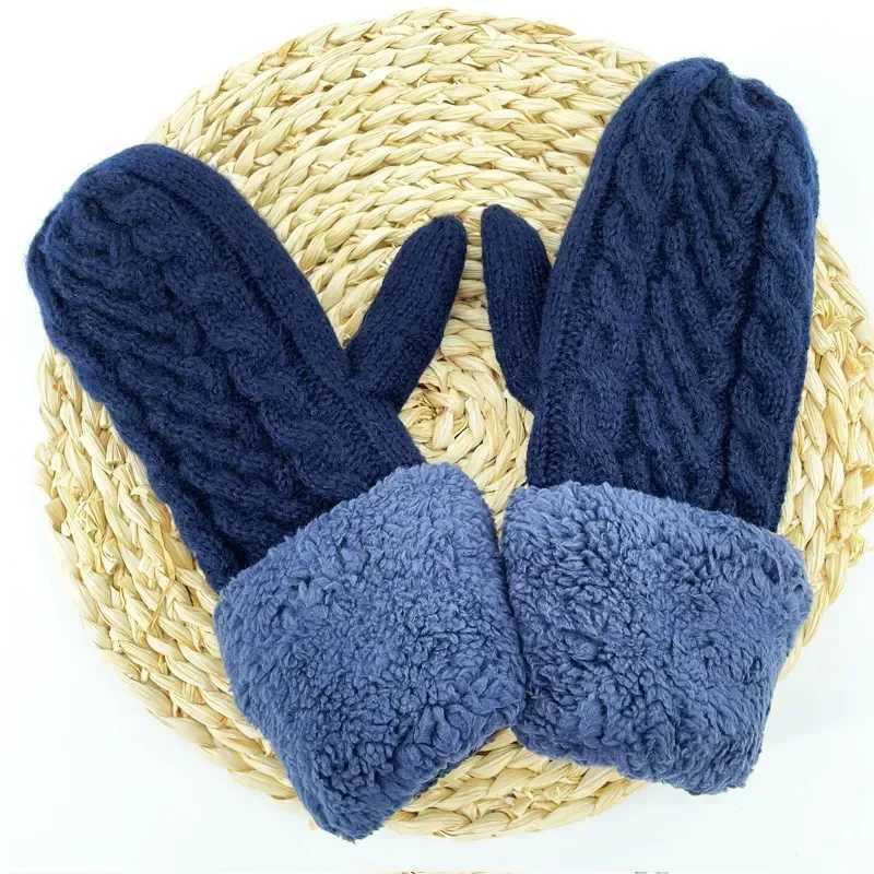 Womens Fashion Knitted Twisted Flower Hoodie Winter Womens Wool and Cashmere Velvet Thickened Warm Full Finger G-Tube W241026