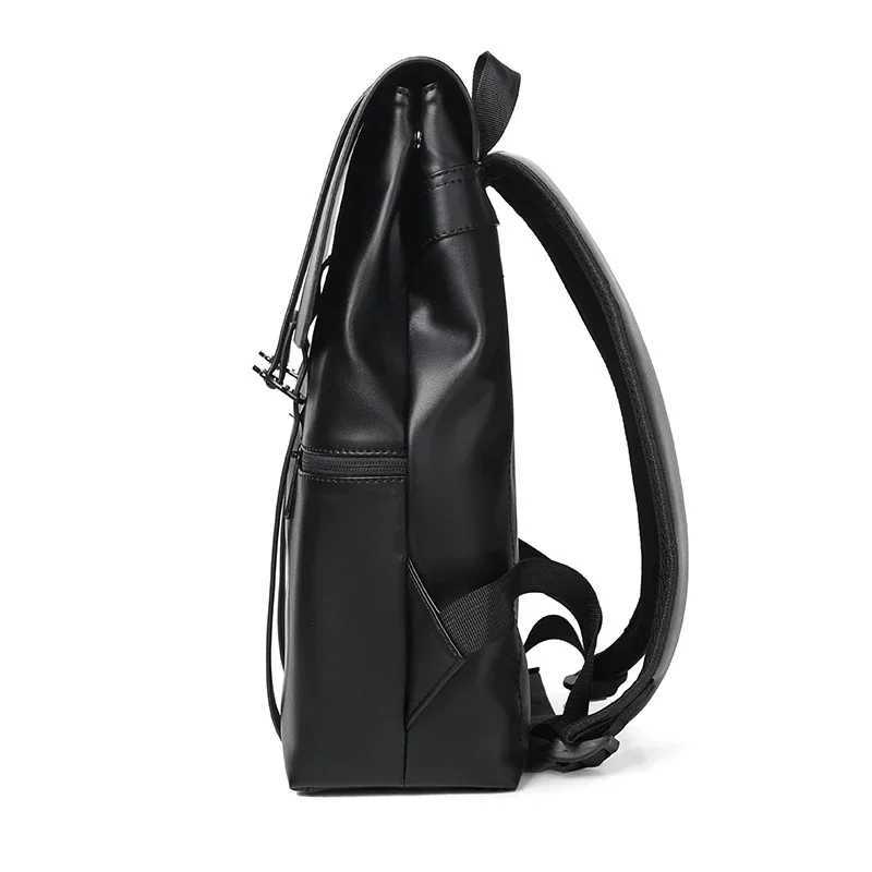 Black Leather Men Backpack Genuine Travel Bag Casual Daypack Fashion School s Large Laptop Soft Skin 14 Backpack XJ241026