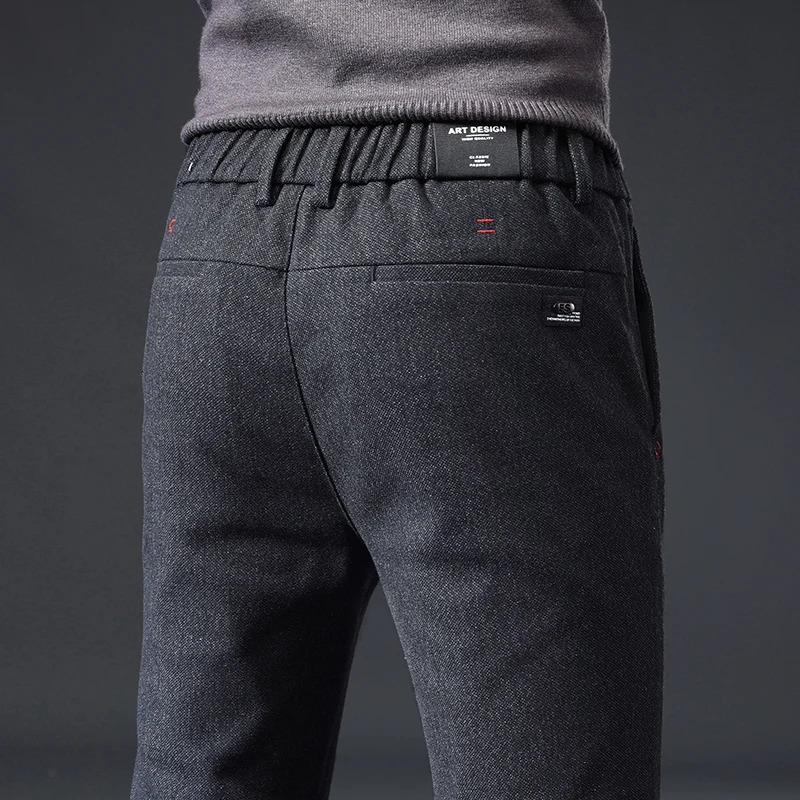 Mens Spring Autumn Fashion Business Casual Long Black Blue Grey Pants Suit Male Elastic Straight Formal Trousers Style 241021