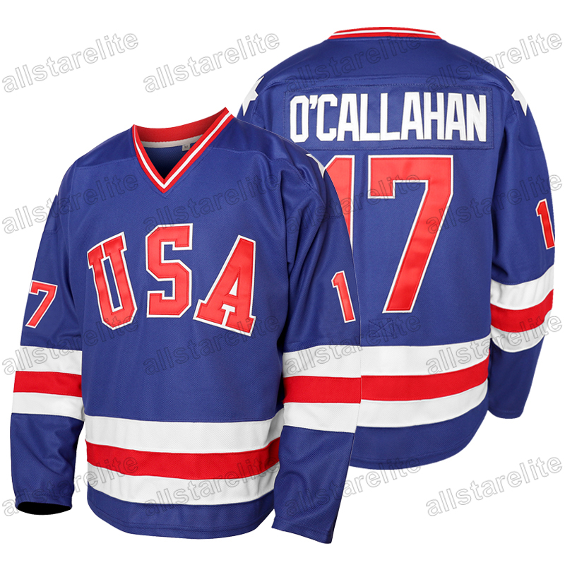 Men's 17 Jack Ocallahan 21 Mike Eruzione 30 Jim Craig Hockey Jersey Vintage Embroidery Breathable Sweat-wicking Shirt For Training Competition In
