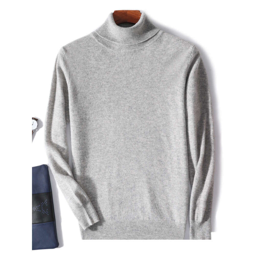 Aliselect 100% Pure Merino Wool Men Pullover Turtleneck Knitwear Jerseys Spring Autumn Winter Warm Cashmere Jumper Sweater Tops