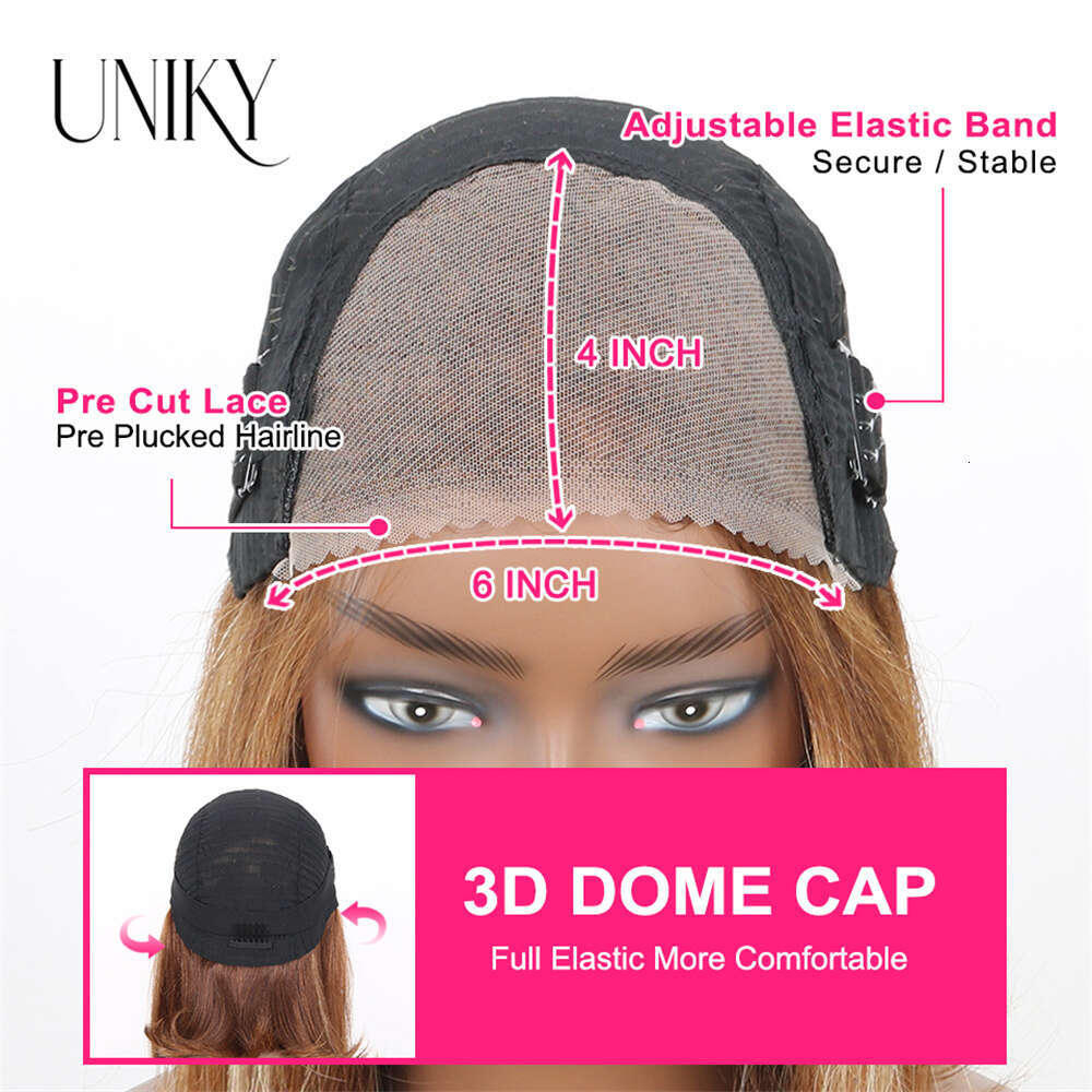 Uniky 4/27 Highlight Go Ombre HD Lace Front 6X4 Bone Straight Bob Glueless Wig Human Hair Ready To Wear