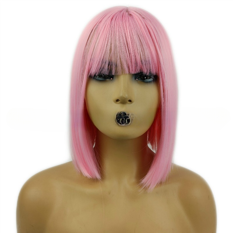 Wig women short straight bobo synthetic fiber wig women smooth straight