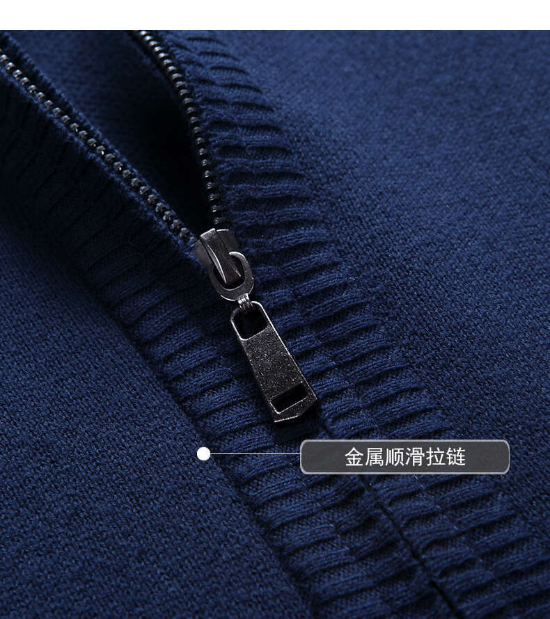 Embroidery 100% Cotton Mens Cardigan Black Blue Green Red Knitted Sweater For Man Zipper Knit Wear Outwear Jackets Autumn Winter