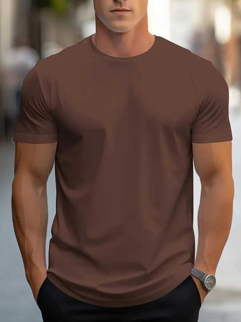 Simple solid color high-quality mens round neck short sleeved summer comfortable breathable casual T-shirt W241223