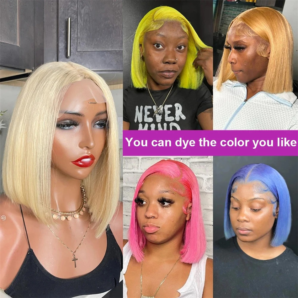 27# Vieame Super Double Drawn Bone Straight 13x4 Frontal Bob Wig with Human Hair 613 Honey Blond 210% Density For Black Women