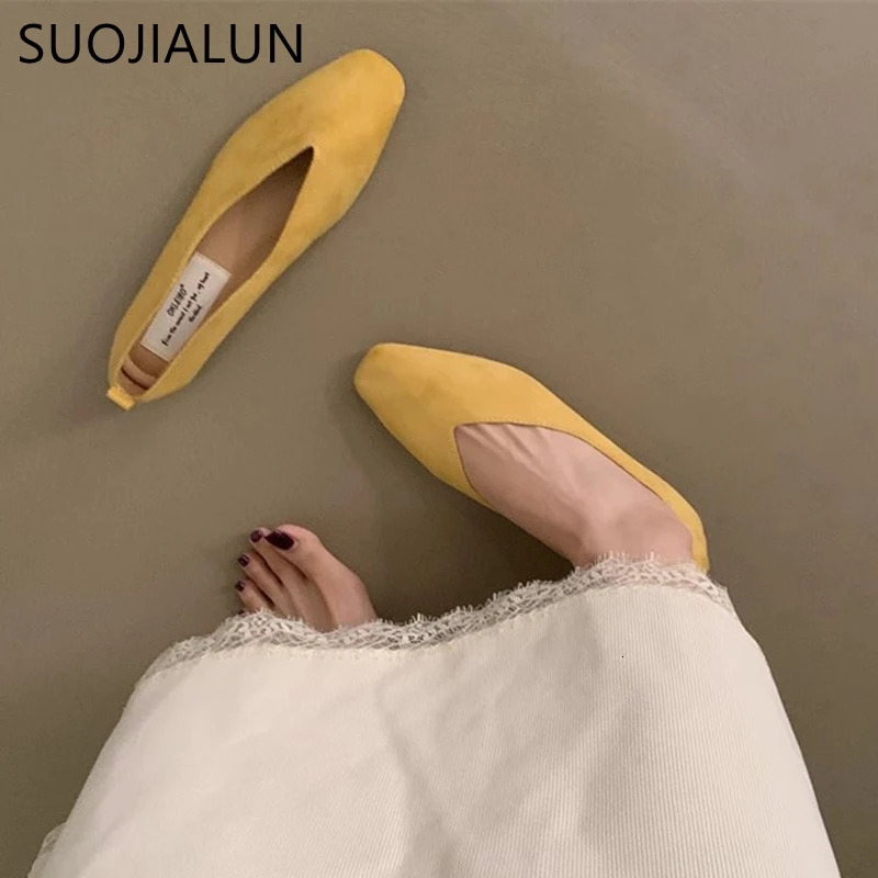 SUOJIALUN 2024 Autumn Womens Flat Shoes Fashion Light Smooth Womens Elegant Boat Shoes Soft Flat Shoes Dress Ballet Dancer Shoes 241024