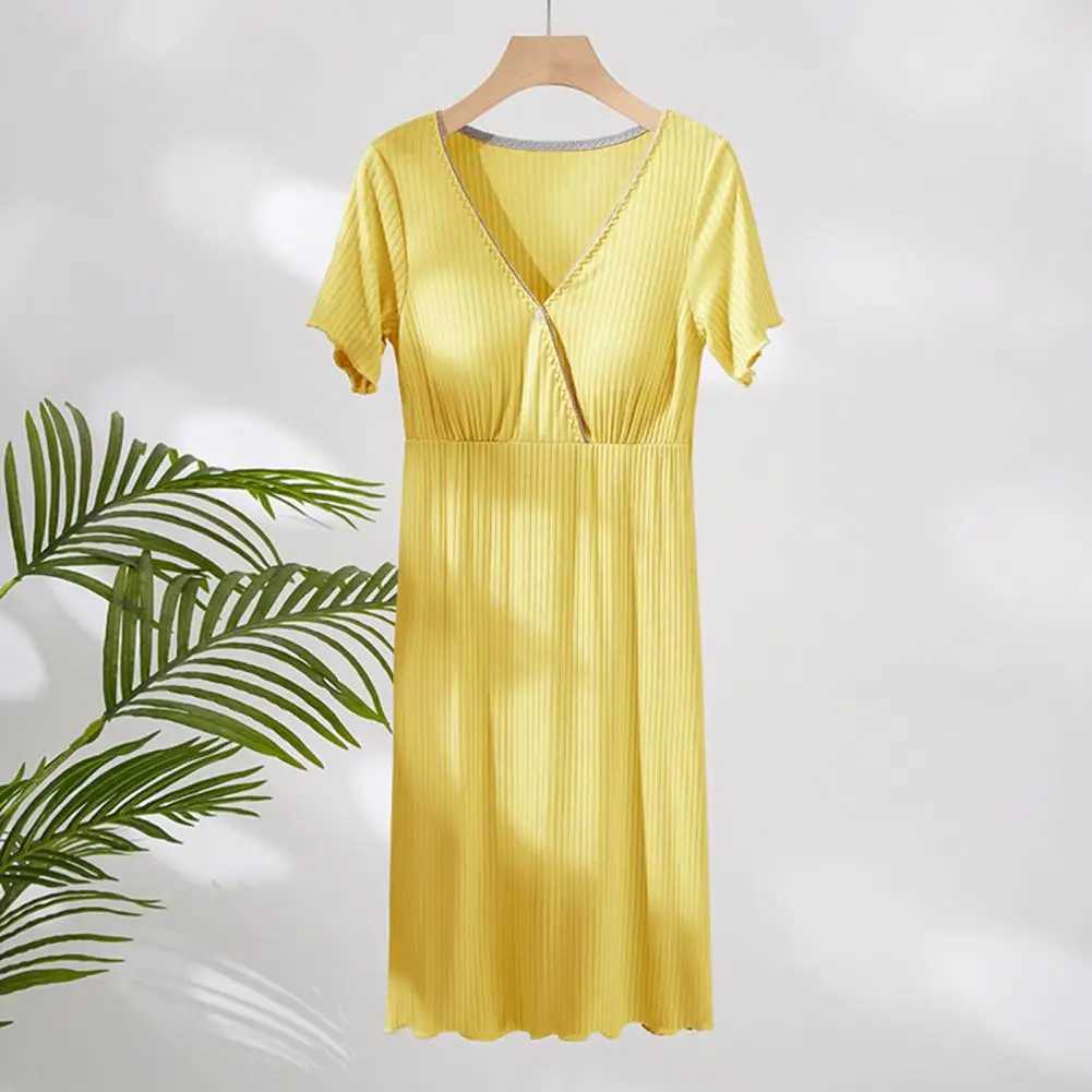 Comfortable maternity dress elastic womens dress soft texture daily wear postpartum and breastfeeding pregnant womens dress W241026