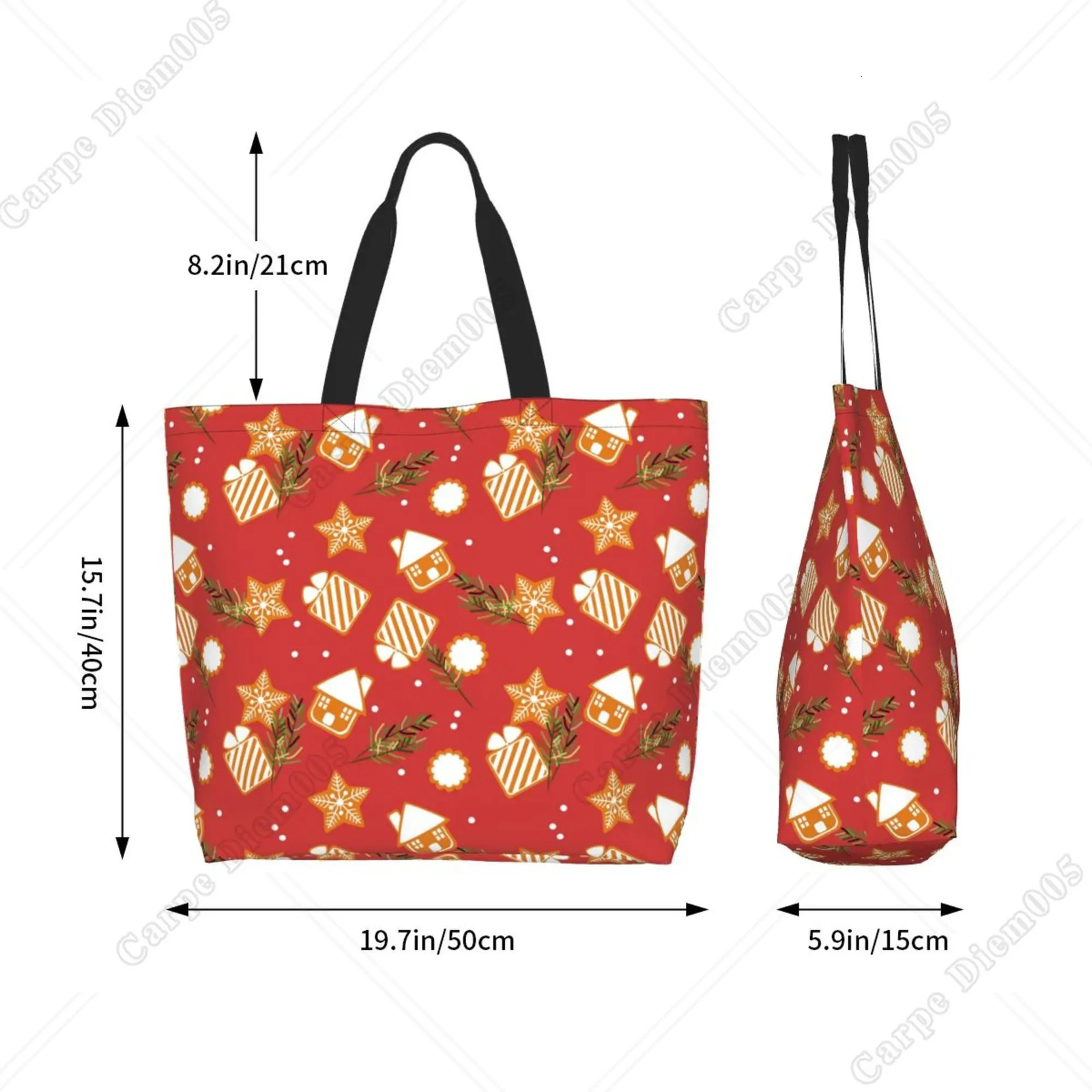 Christmas Gingerbread Man House Shopping Bag for Women Tote Bag Shoulder Bag Reusable Handbag for Shopping Work Gift 241025