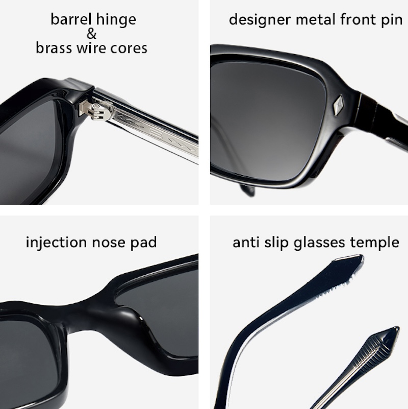 Retro Square Sunglasses Men Rectangle Cool Steampunk Thick Sun Glasses for Women y2k Wrap Around Cyberpunk Futuristic Personalized Shades UV400 Rivets