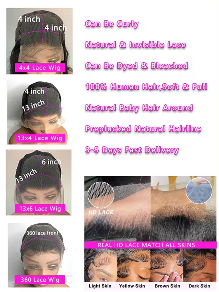 30 40 Inches Deep 13x4 13x6 HD Transparent Human Hair Wig 5x5 Glueless Curly Wave Lace Frontal For Woman