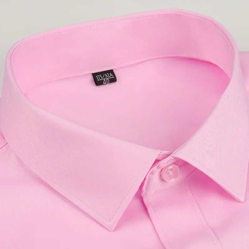 Mens short SLV shirt bamboo fiber casual non-woven spring and summer shirt high-quality slim fit dress W241026