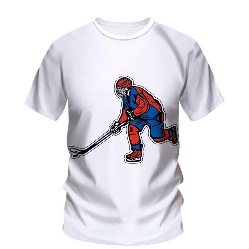 Fashionable new hockey sports graphic mens T-shirt summer trend casual unisex fun printed round neck short Slip Ts top W241026