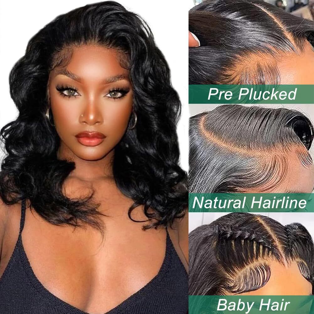 30 40 Inch Front 200 Density 13x6 HD Transparent Body Wave Lace Frontal Human Hair Wig PrePlucked Glueless For Women