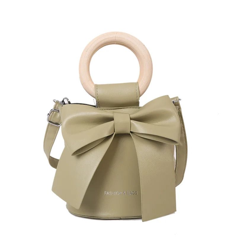 Sweet Bow Tie Mini Shoulder Circumcision Leather Bucket Cross Body Bag Womens Fashion Handbag Womens Handbag 241025