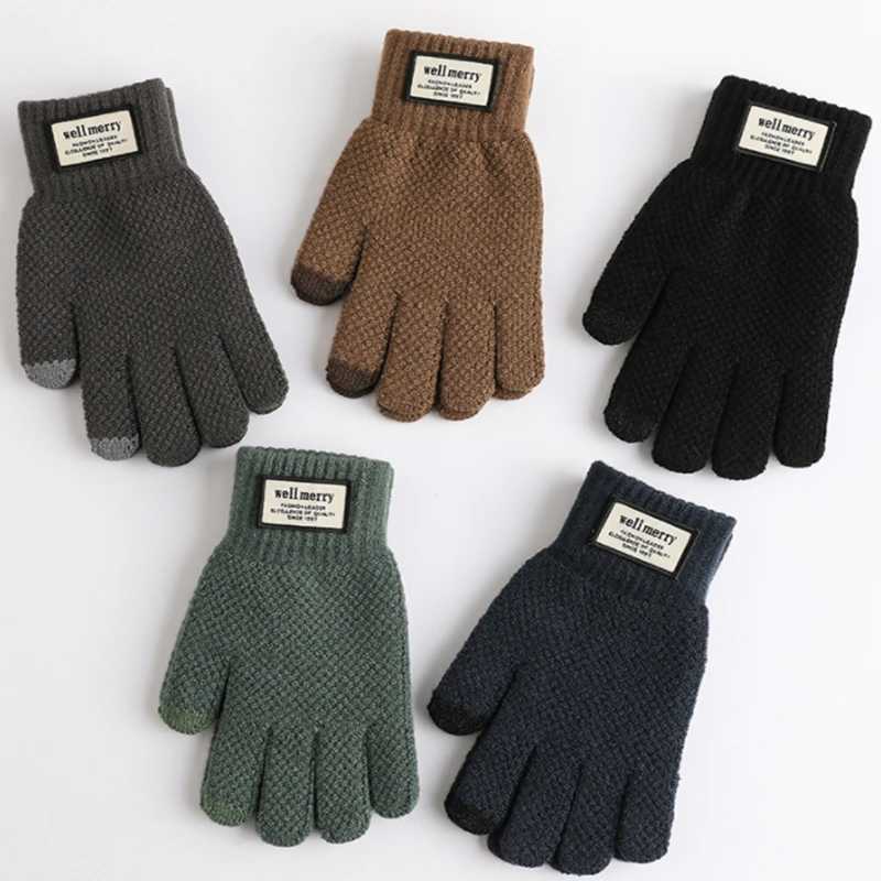 Winter mens knitted Gs touch screen high-quality mens cotton thick warm cashmere solid mens Busin Gs autumn W241026