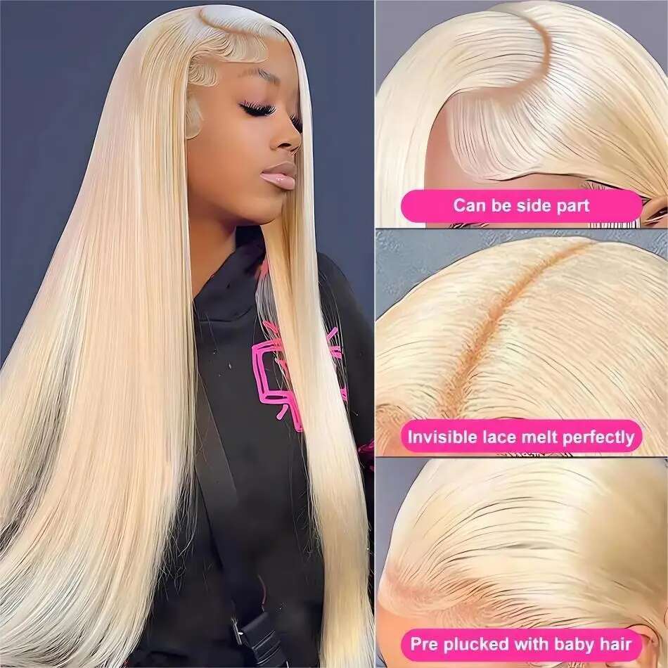 Blonde 613 Frontal 13X6 13X4 Transparent Hd Lace Front Wig 30 Inch Brazilian Bone Straight Colored Human Hair Wigs