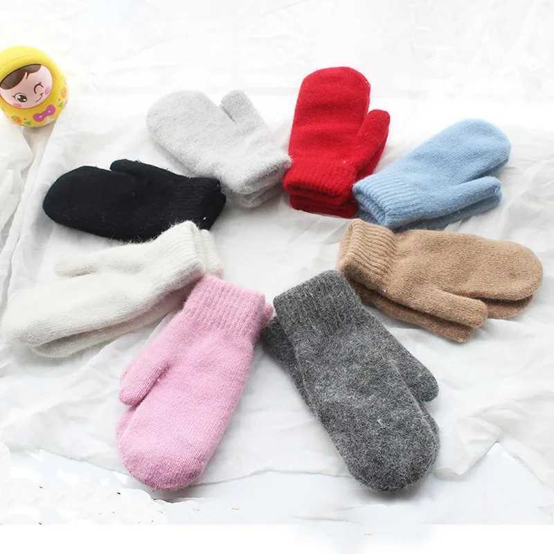 1 pair of women keep warm in winter with plush Gs elastic and soft full finger gloves imitating rabbit fur knitting girls fashion Gs W241026