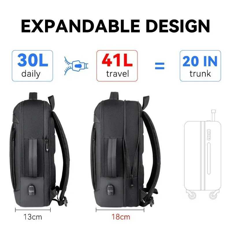 Mens Business Backpack Expandable Multifunctial Student Travel Bags Large Capacity Waterproof USB Charging BackpacksXJ241026