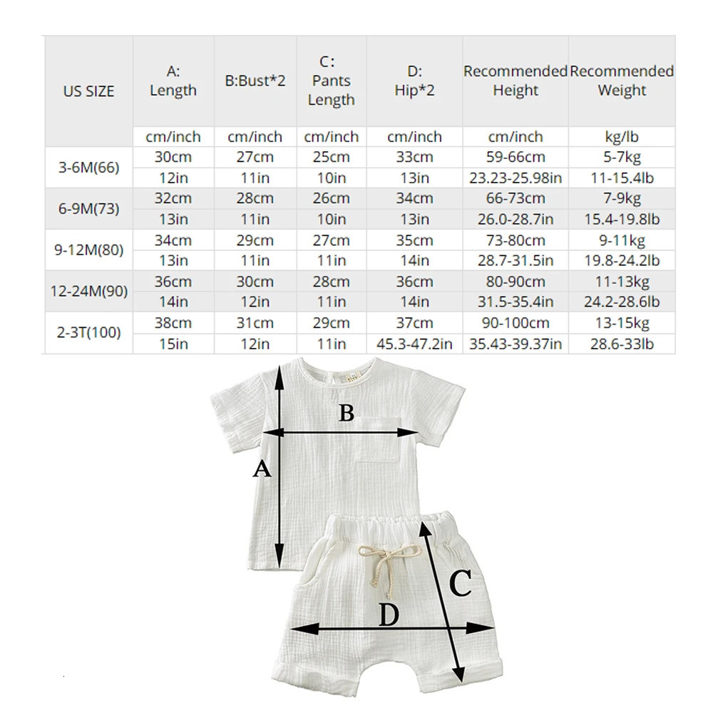 2024 Summer Toddler Baby Clothes Short Sleeve Elastic Shorts Breathable Cotton Suit For 024M Infant Boy Girl Solid Outfits 241025