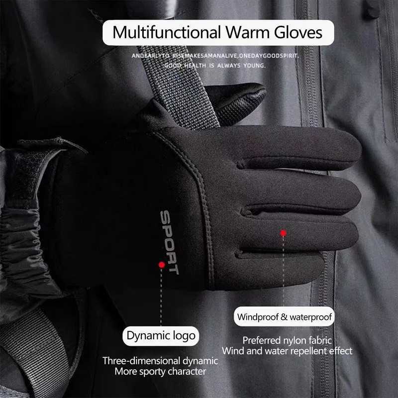 2023 Black Winter Warm Full Finger Waterproof Bicycle Outdoor Sports Running Motorcycle Skiing Touchscreen Wool Gs Shield W241026