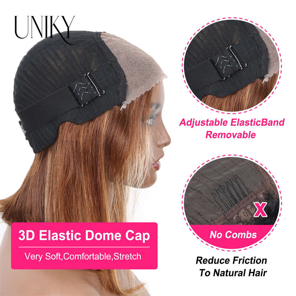 Uniky 4/27 Highlight Go Ombre HD Lace Front 6X4 Bone Straight Bob Glueless Wig Human Hair Ready To Wear