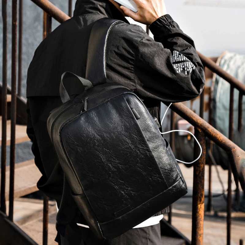 PU Leather Backpack Executive Men Sahel Briefcase Office Casual Travel Cabin Laptop Office Business Notebook Back Pack MaleXJ241026