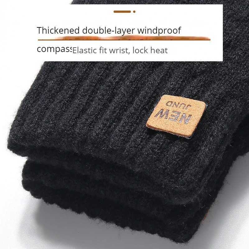 Mens Knitted Thick Heat Full Finger Gs Womens Fashion Winter Outdoor Warm Wool Driving Gs Touch Screen Gloves W241026
