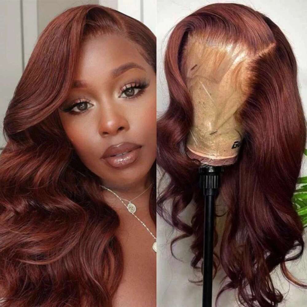 Copper Red Frontal Wig Reddish Brown 13X4 Synthetic Lace Front Wigs For Women Pre Plucked Haire With Baby Hair Fiber
