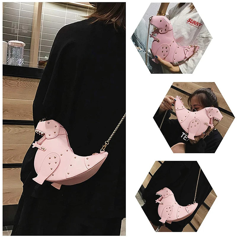 Dinosaur Rivets Womens Purses and Handbags Shoulder Chain Bag Small Crossbody Bag Female Clutch Bag Pu Leather 241025