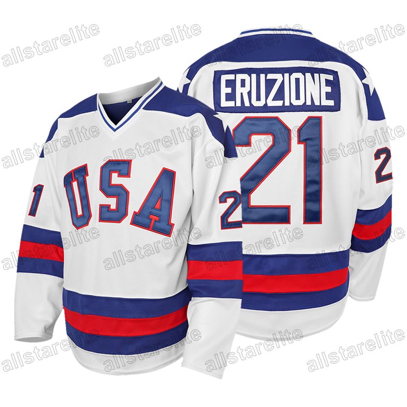 Men's 17 Jack Ocallahan 21 Mike Eruzione 30 Jim Craig Hockey Jersey Vintage Embroidery Breathable Sweat-wicking Shirt For Training Competition In