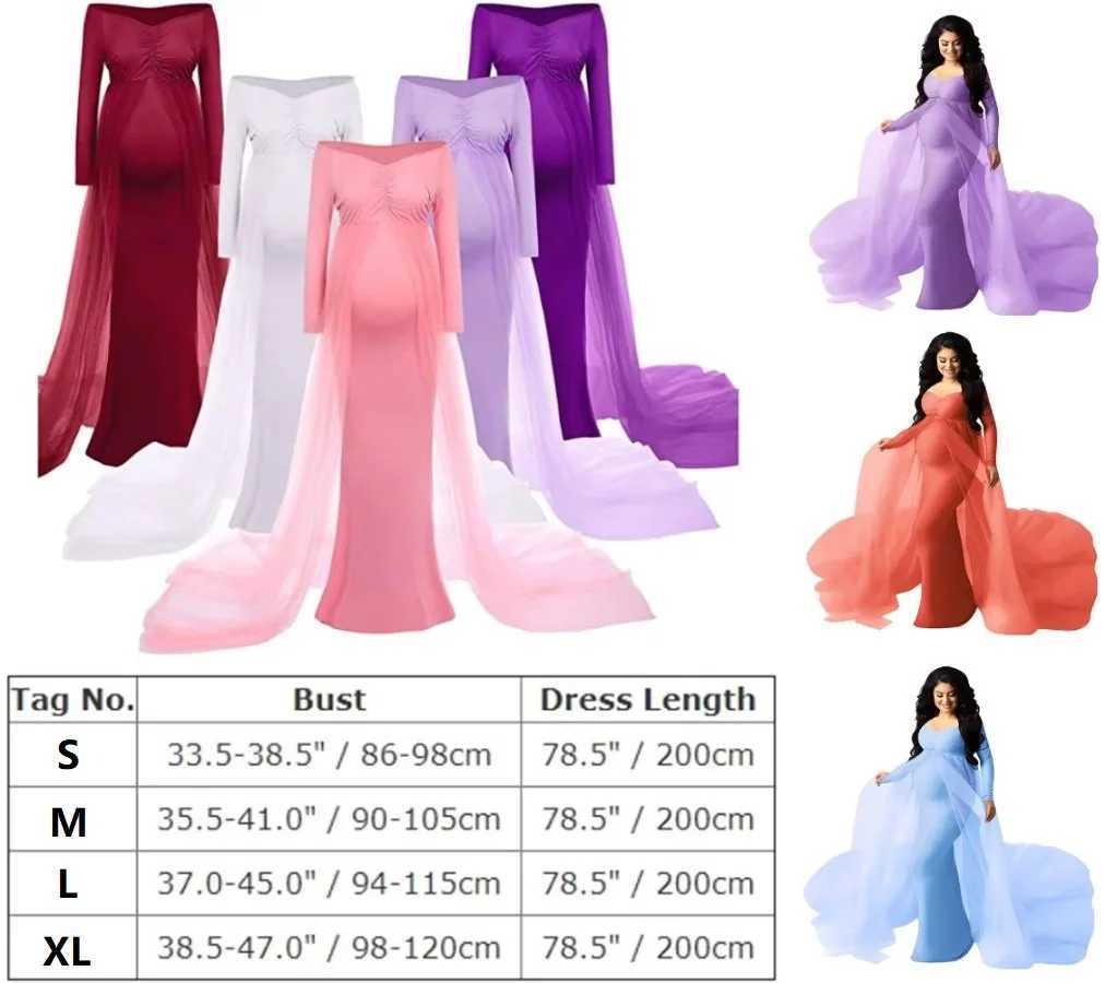 Sepzay womens long sleeved shoulder pregnant Maxi photography dress sheer wedding mermaid dress for Photosoot baby shower W241026