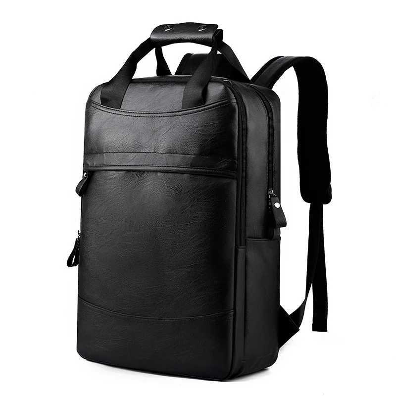 PU Leather Backpack Men Sahel Executive Fi Briefcase Office Document Travel Laptop Office Business Shoulder Back PackXJ241026