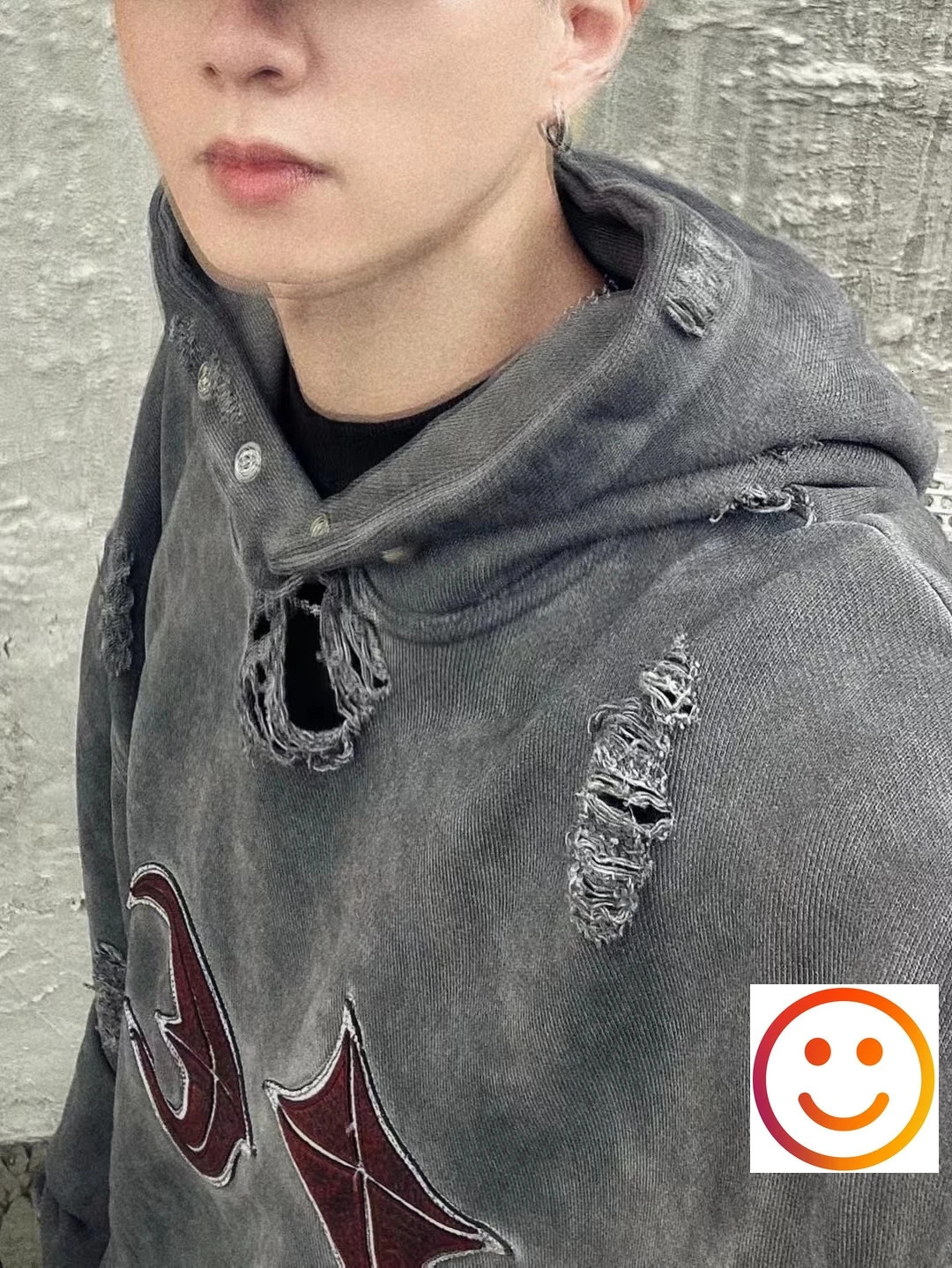 Wash Cut Hole Damaged THUG CLUB Hoodie Leather Embroidery Patch Label Sweatshirts Men Women High Quality Terry Pullovers Loose 241025