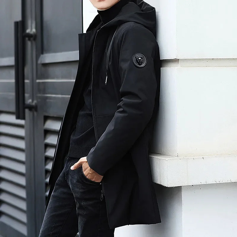 2024 Plus Size Mens Winter Warm Jacket Fleece Parka Coat Black Hooded Windbreaker Outwear Fleec Long Parkas 8XL 241025