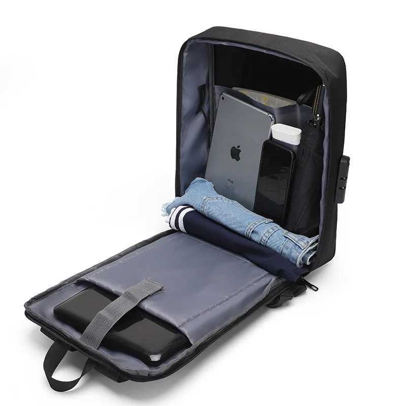 Black PC Hard Shell Bag Leisure Commuting Waterproof Lightweight Business Backpack Mens Backpack Anti-theft Lock Computer BagXJ241026