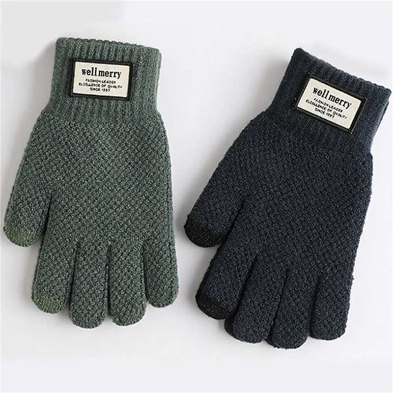 Winter mens knitted Gs touch screen high-quality mens cotton thick warm wool cashmere solid mens Busin Gs autumn W241026