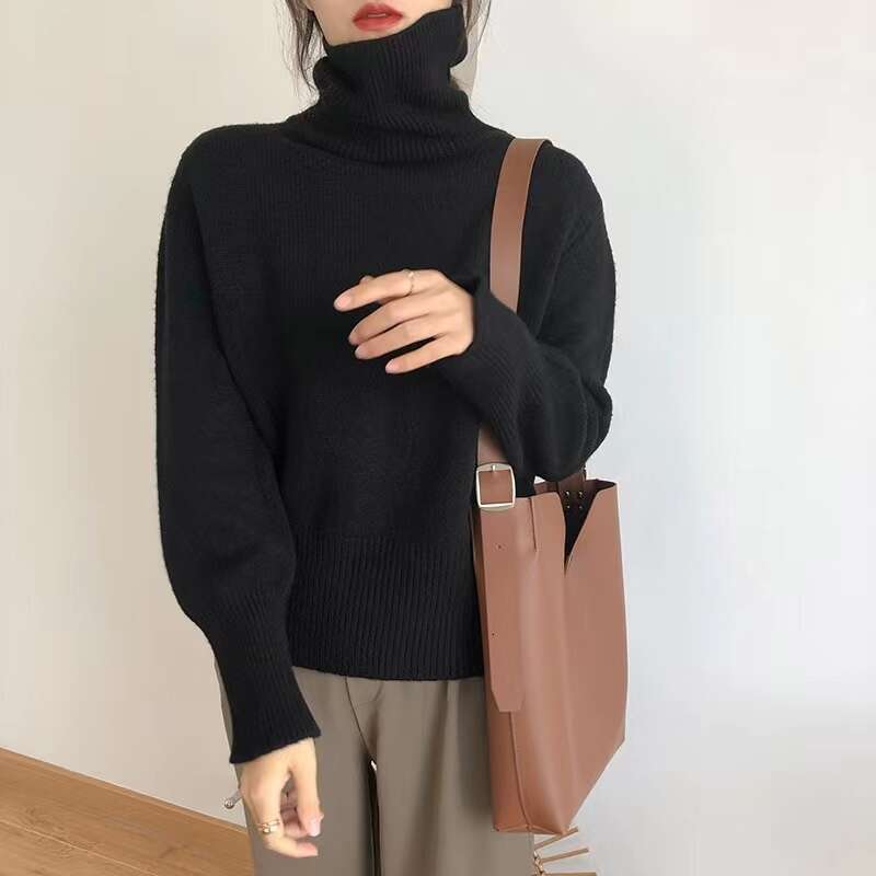 Autumn Winter Women Knitted Turtleneck Cashmere Sweater 2021 Casual Basic Pullover Jumper Long Sleeve Loose Tops