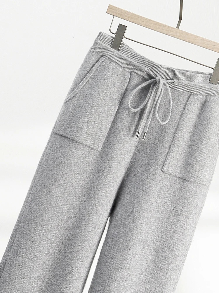 Mens Casual 100% Cashmere Pants Autumn Winter Thick Sweatpants Knitted Trousers Basic Soft Warm 241025