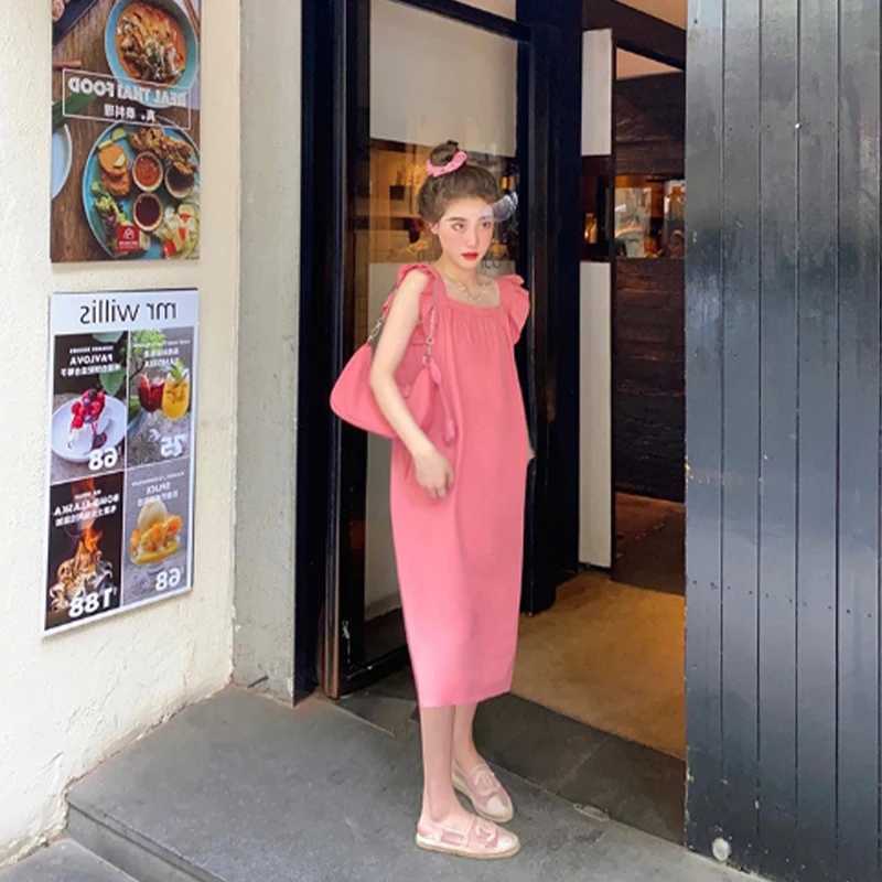 Pregnant Dress Summer Dress Princess Square Collar Korean Flying Sleeve Pregnant Dress W241026