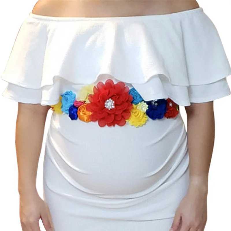 Pregnant woman with photography dress girl bride decoration colorful rose rhinestone mother party costume W241026