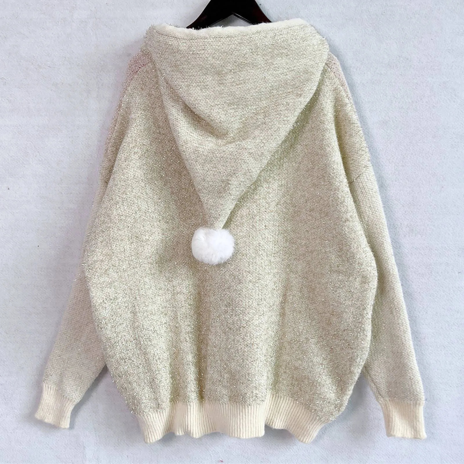 Full matching Christmas tree hooded womens sweater loose and ugly Christmas sweater fashionable casual zipper thick knitted sweater 241025