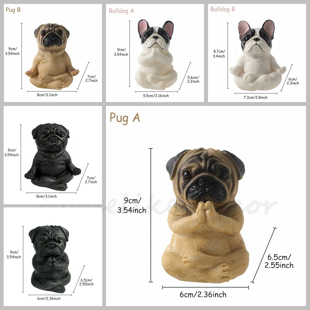 Meditation Habadog French Bulldog Picture Zen Yoga Resin Statue Decoration Collection Home Garden Desktop Dashboard Decoration 241025