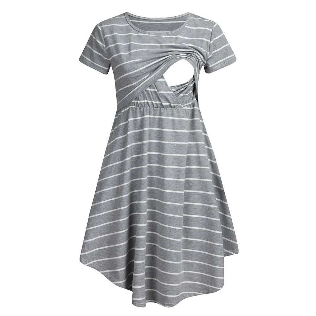 Summer maternity care striped dress maternity sleepwear multifunctional mother breastfeeding dress maternity baby shower suit W241026
