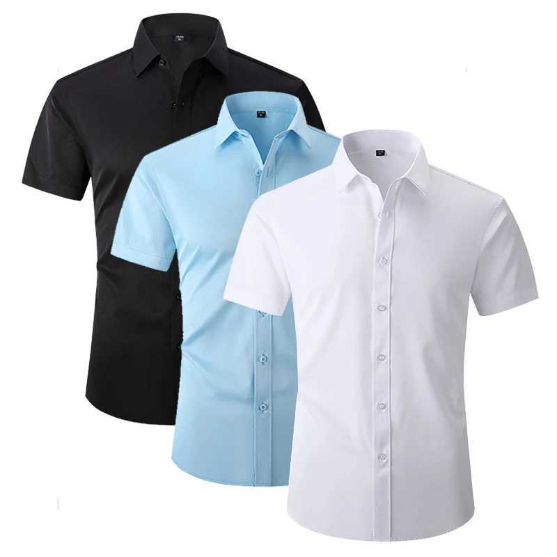 Mens Solid Short Sleeve Shirt Casual Button White Black Shirt US Size S-XL W241026