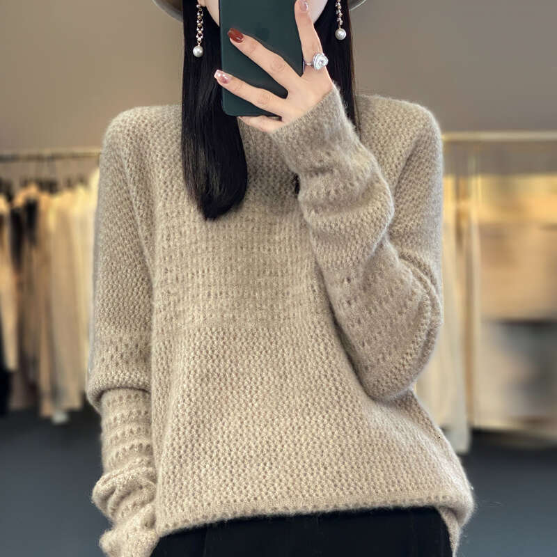 2024 Spring Autumn Women Sweater Long Sleeve O-Neck Pullover 100% Merino Wool Comfort Knitted Jumper Korean Female Clothing