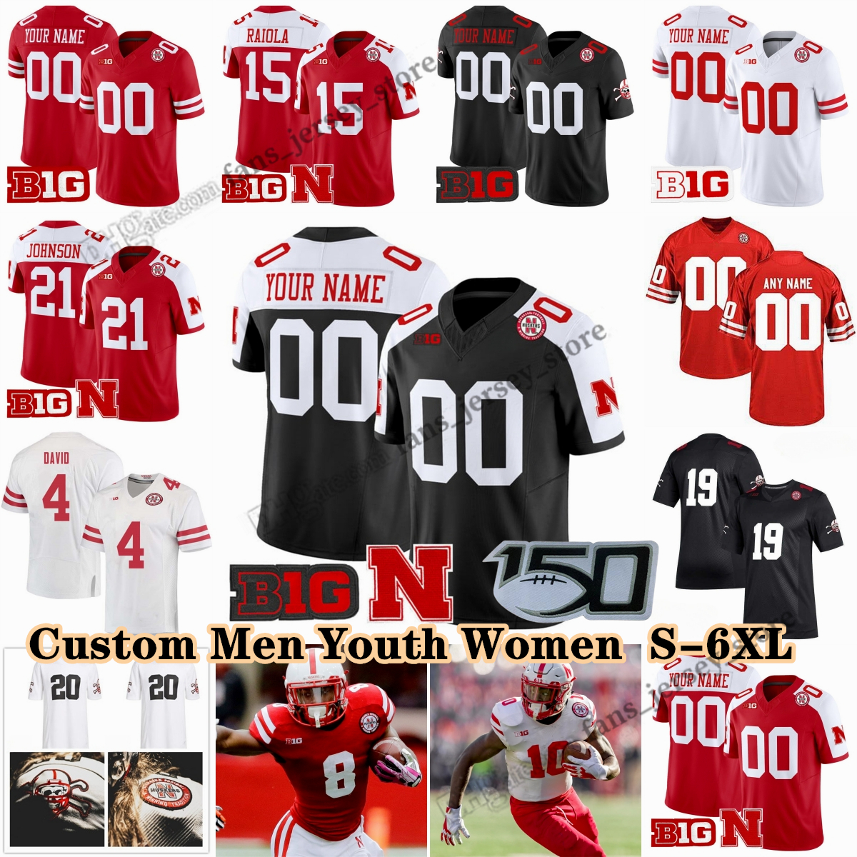 NCAA S-6XL Nebraska Cornhuskers College Football Jerseys 15 Dylan Raiola 23 Dante Dowdell 4 Jahmal Banks Isaac Gifford Malcolm Hartzog Jr Heinrich Haarberg Buschini