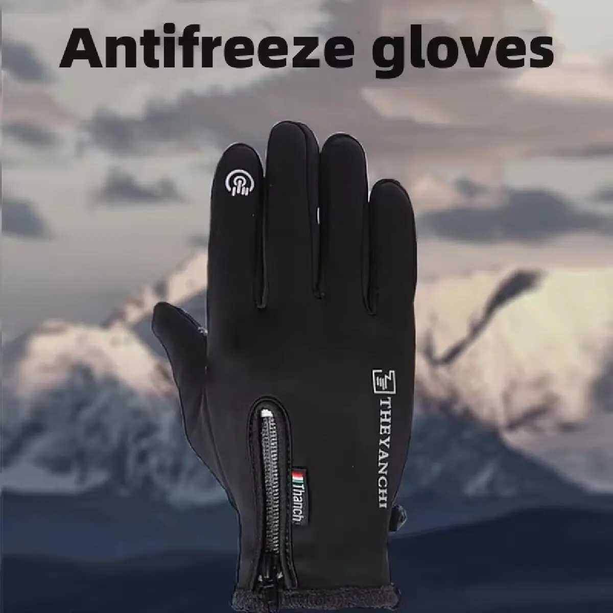 Cold resistant skiing waterproof winter cycling plush insulation touch screen windproof and anti-skid W241026