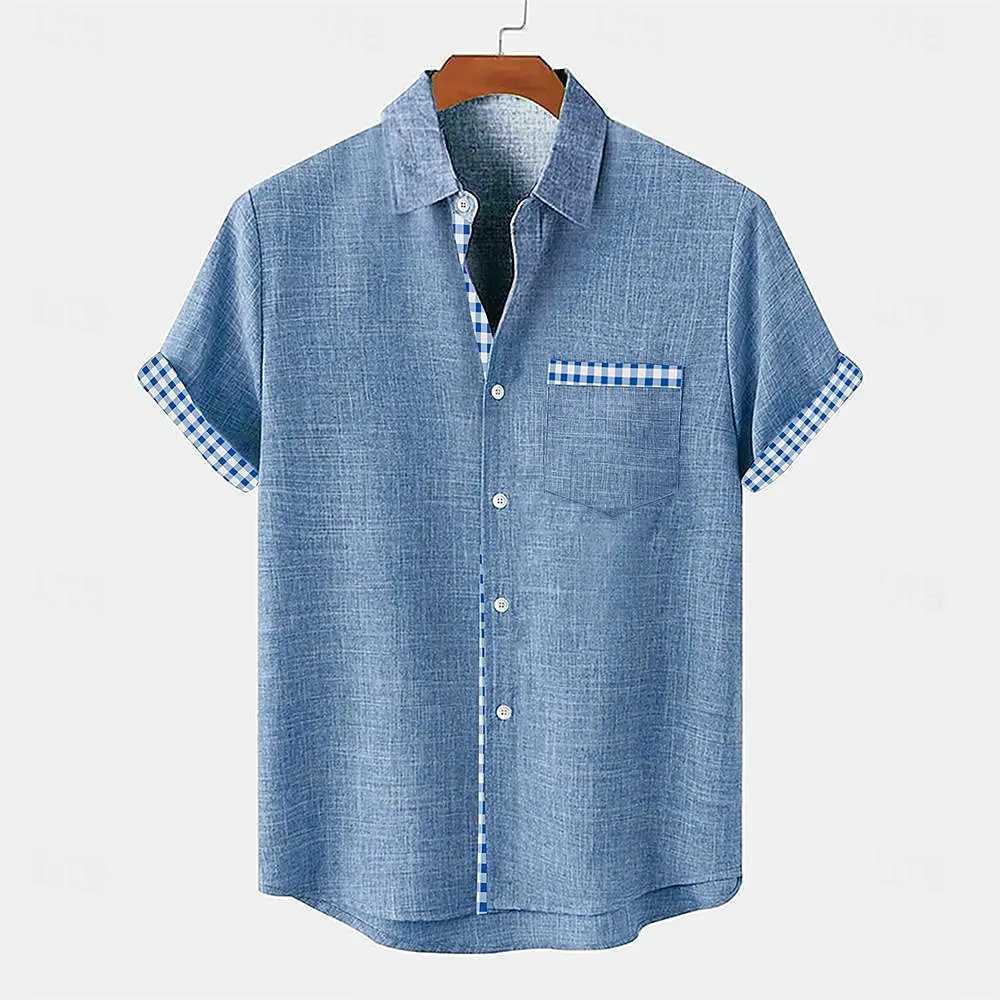 Summer and autumn fashion linen mens casual short sleeved shirts mens luxurious and comfortable 2024 W241026