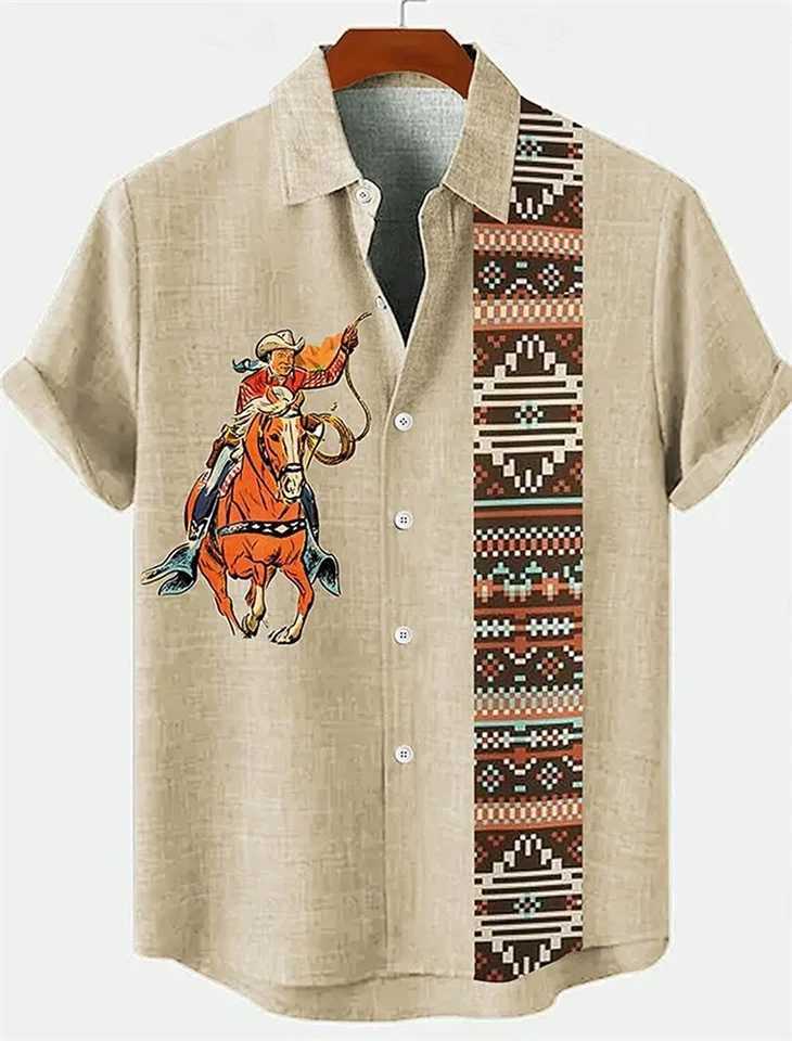Linen mens short sleeved shirt lightweight and breathable Haian seaside mens fashionable top plus size W241026